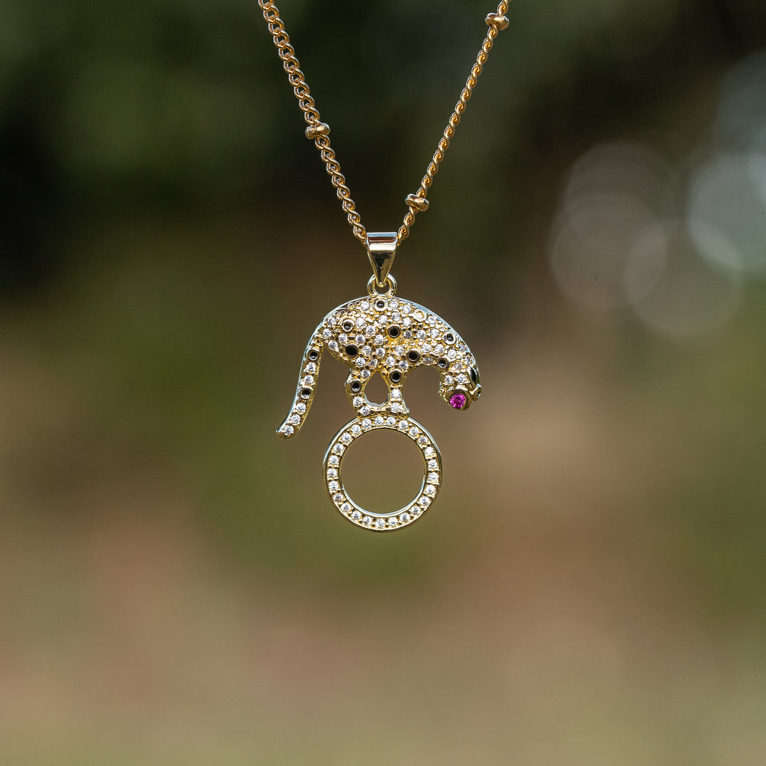 Breloques connecteurs Léopard en laiton plaqué or 18k et et zirconium de 29 mm ( à l&