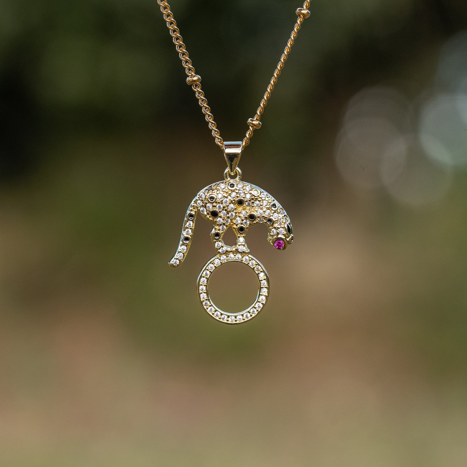 Breloques connecteurs Léopard en laiton plaqué or 18k et et zirconium de 29 mm ( à l&