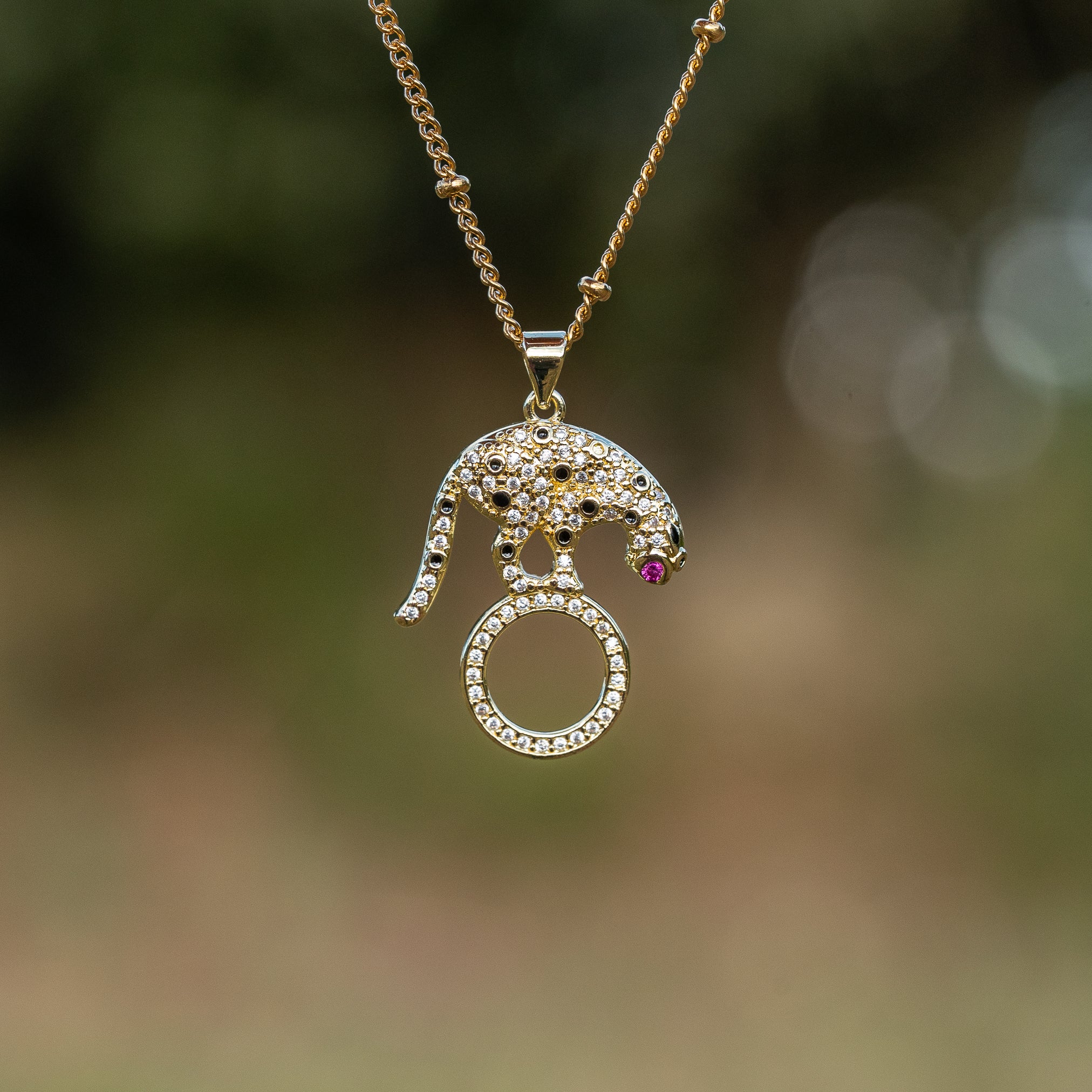 Breloques connecteurs Léopard en laiton plaqué or 18k et et zirconium de 29 mm ( à l&