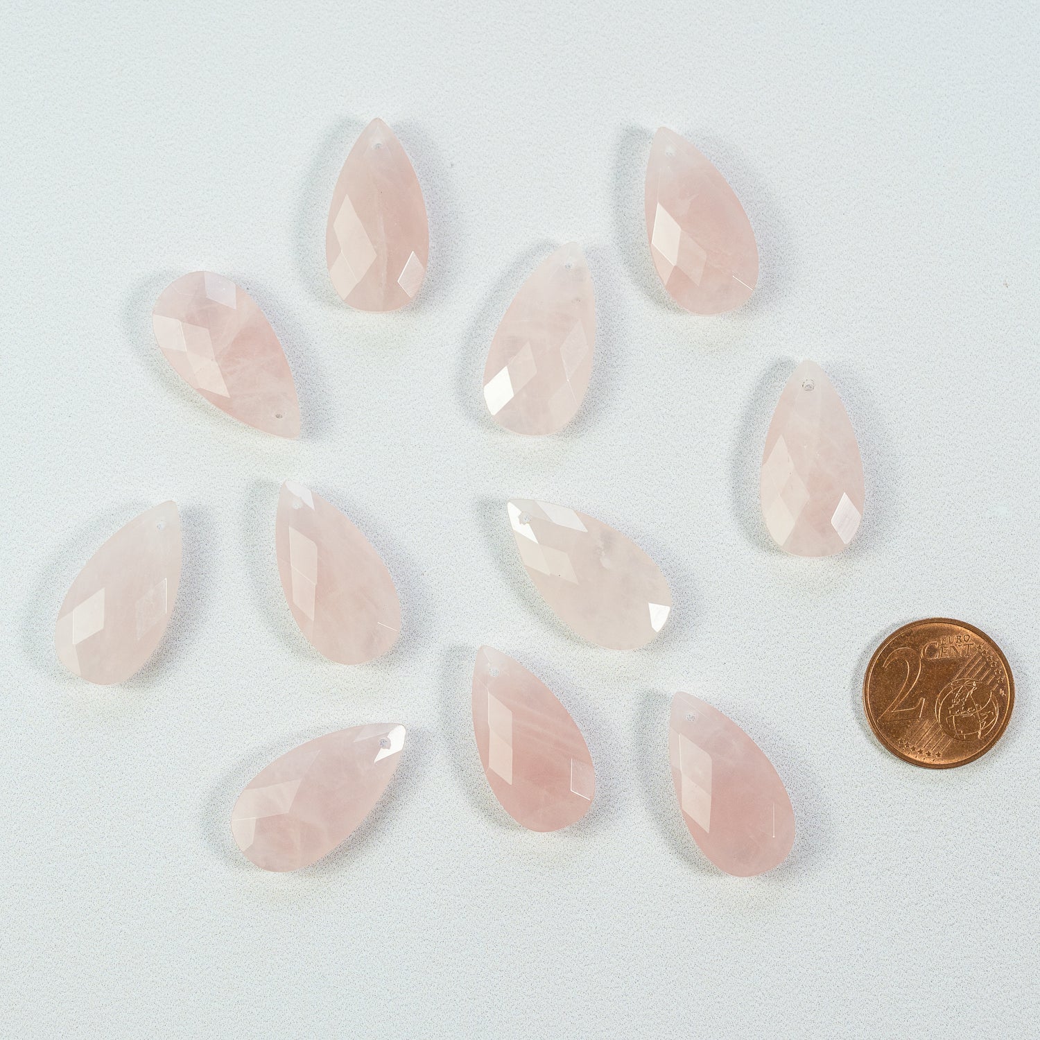 Pendentifs gouttes facettes de Quartz rose de 25 mm ( à l&