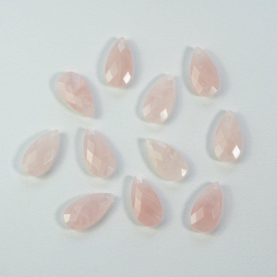 Pendentifs gouttes facettes de Quartz rose de 25 mm ( à l&