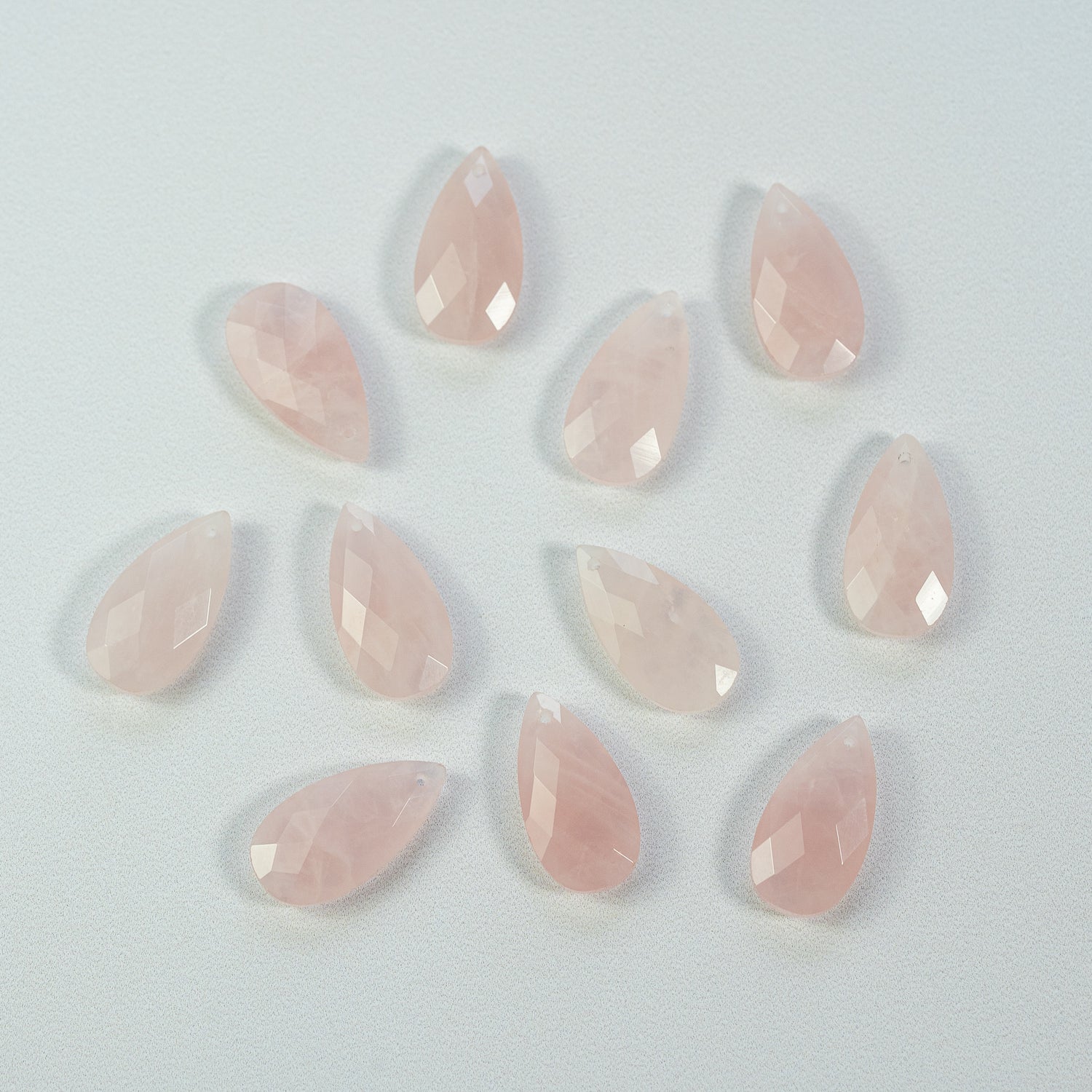 Pendentifs gouttes facettes de Quartz rose de 25 mm ( à l&