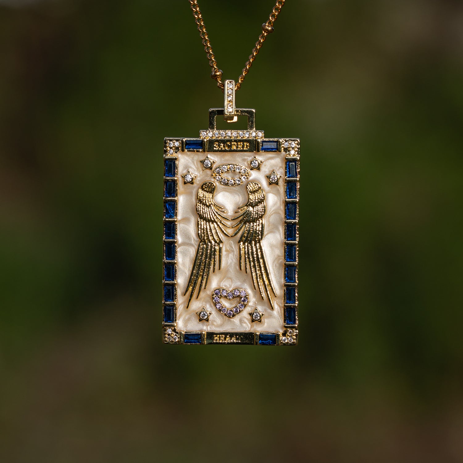 Sublimes breloques émaillées ailes en laiton plaqué or 18k et zirconium colorés de 49 mm ( à l&