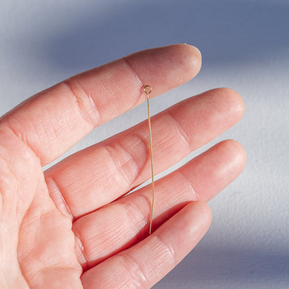 Clous têtes boucle en laiton plaqué or 18k de 50 x 0,5 mm ( lot de 10 )