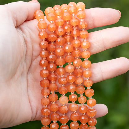 Perles rondelles facettes en Aventurine orange de env 7,5 x 6/6,5 mm ( rang de env 46 perles )