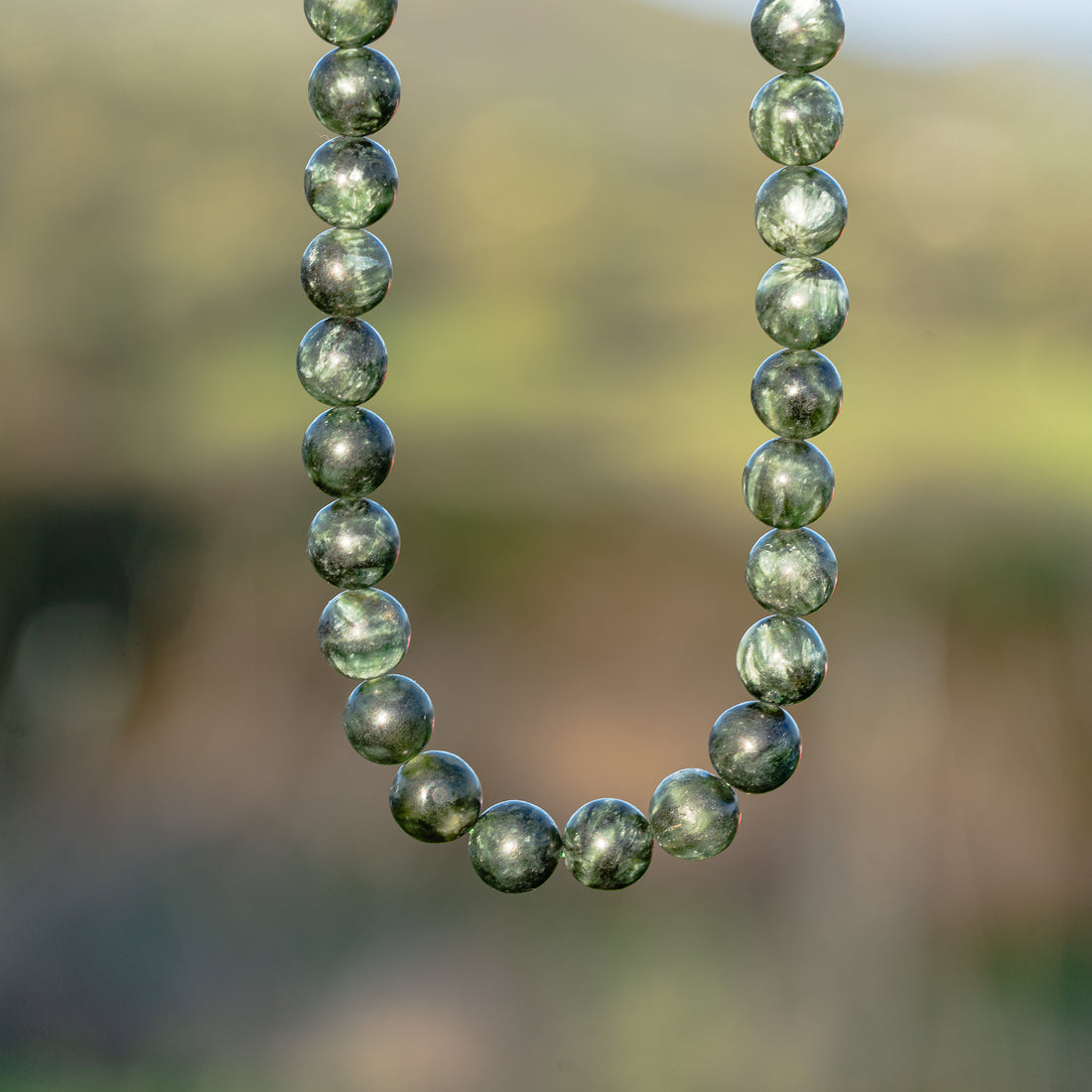 Perles rondes lisses de Séraphinite de 8 mm ( à l&