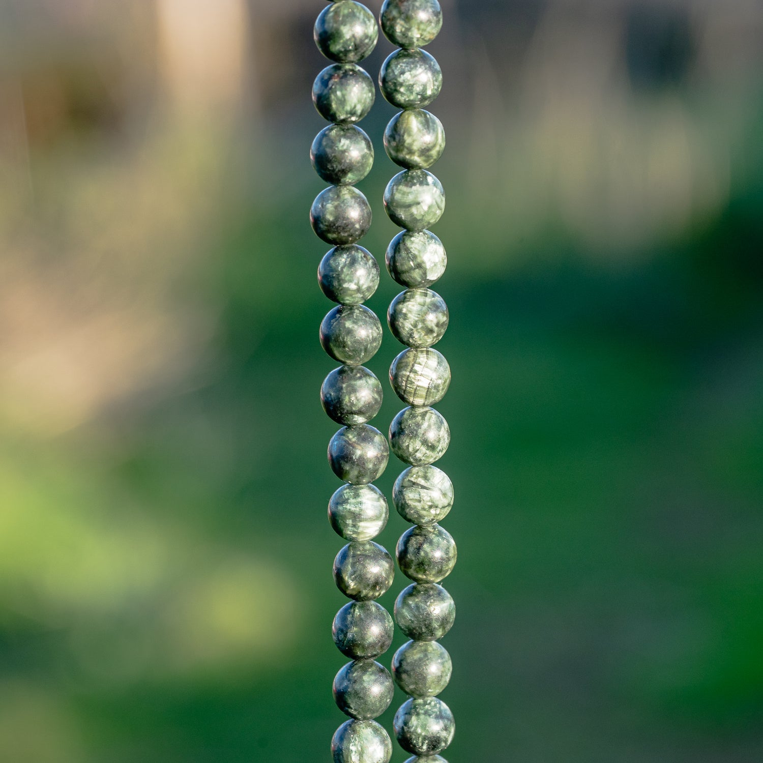 Perles rondes lisses de Séraphinite de 8 mm ( à l&