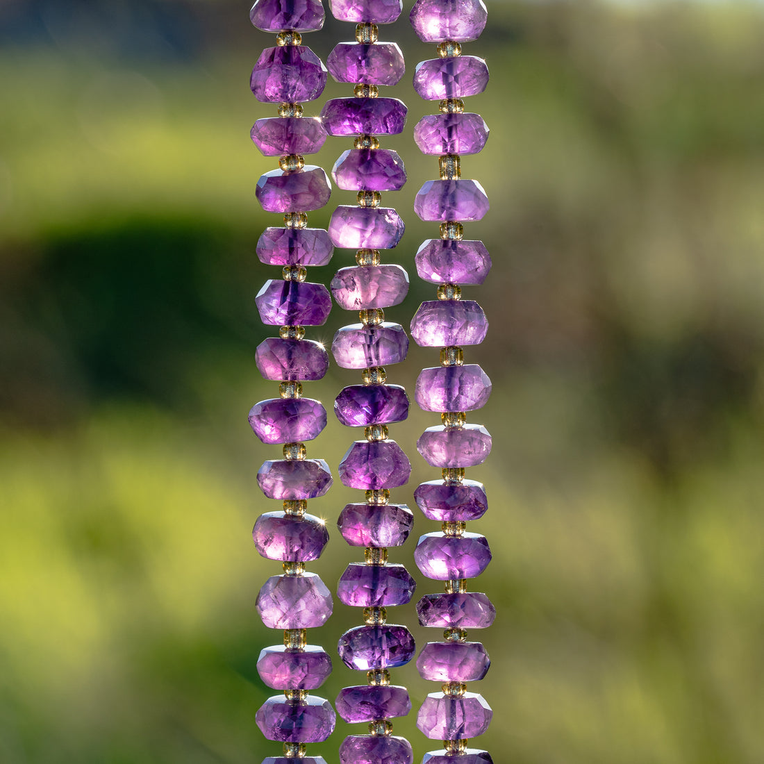 Perles rondelles facettes en Améthyste de env 10 x 4,5/6 mm ( rang ou 1/2 rang )
