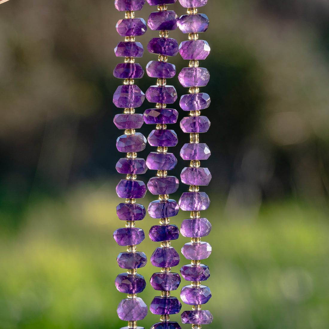 Perles rondelles facettes en Améthyste de env 10 x 4,5/6 mm ( rang ou 1/2 rang )