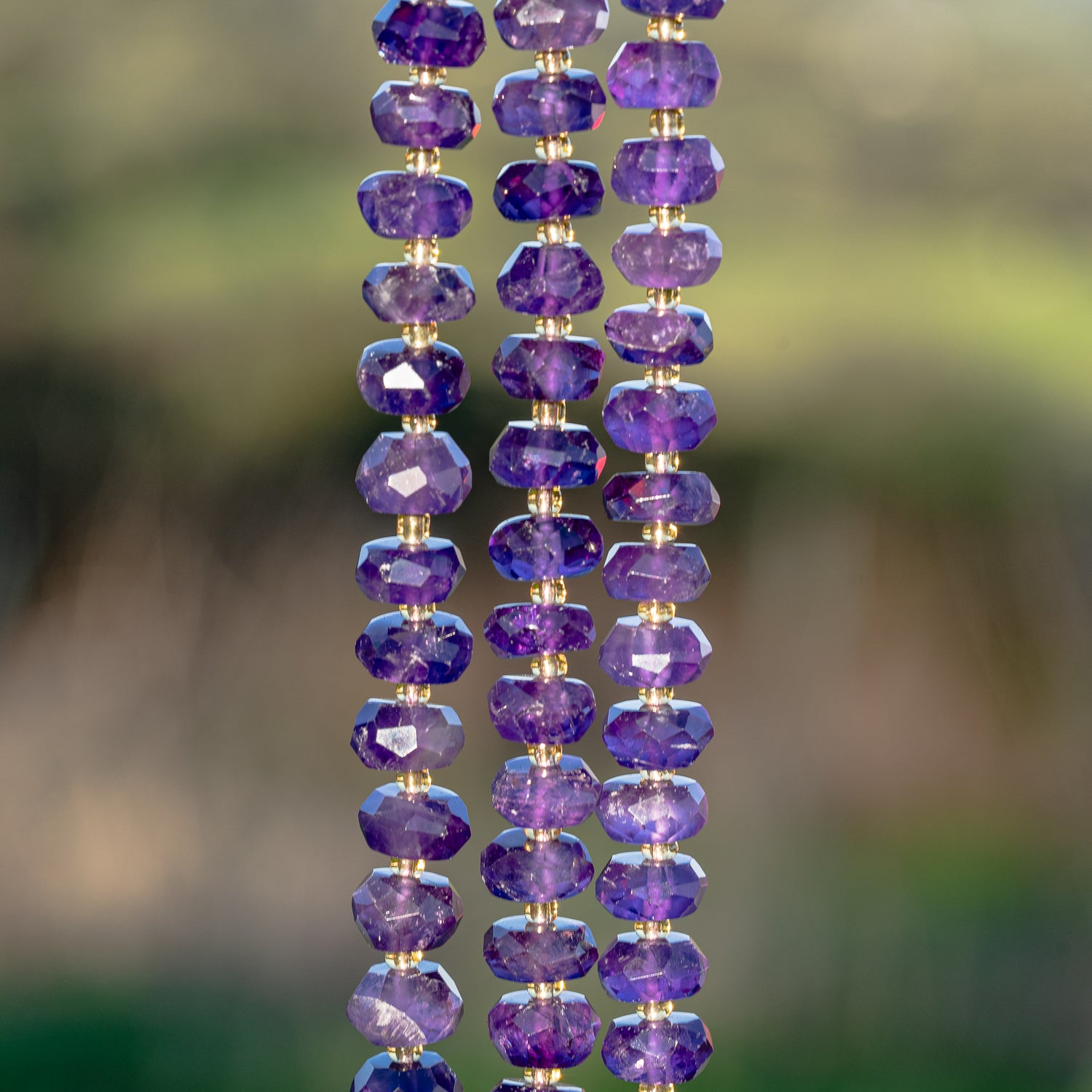 Perles rondelles facettes en Améthyste de env 10 x 4,5/6 mm ( rang ou 1/2 rang )