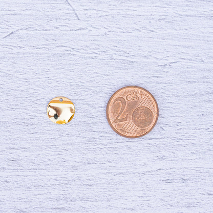 Petites médailles en acier inoxydable plaqué or 24k de 10 mm ( lot de 2 )