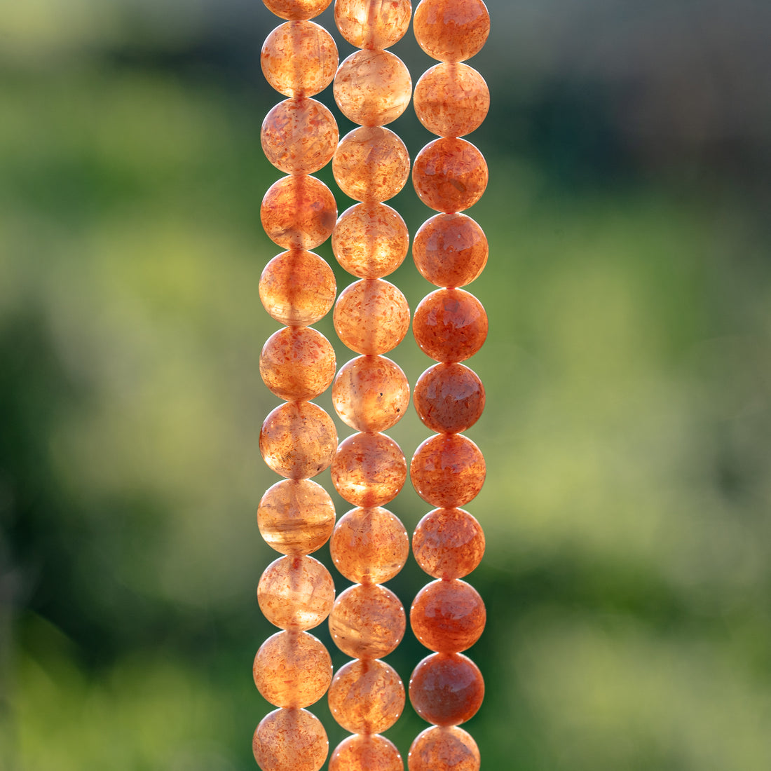 Perles rondes lisses de Pierre de soleil grade A de 8 ou 8,5 mm ( lot de 10 perle ou par 1/2 rang )