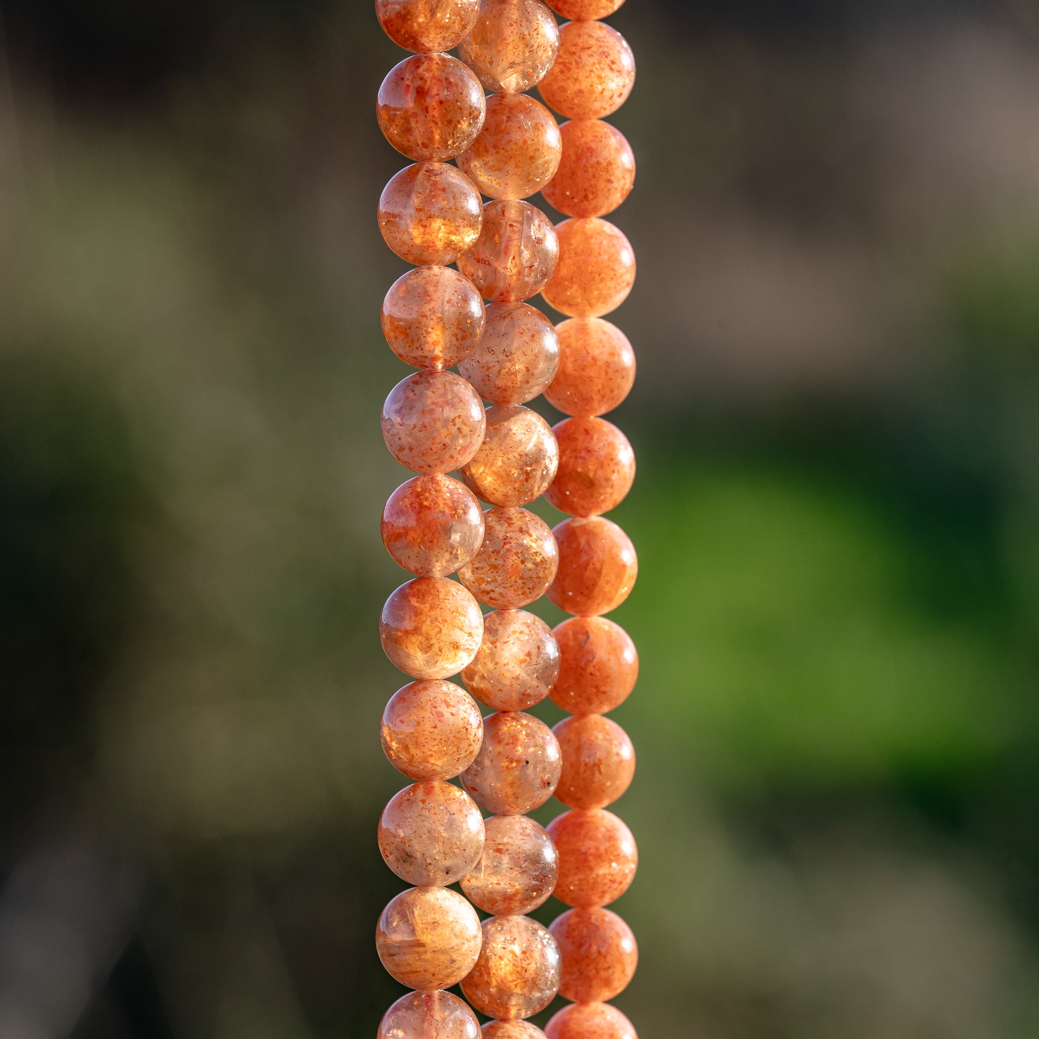 Perles rondes lisses de Pierre de soleil grade A de 8 ou 8,5 mm ( lot de 10 perle ou par 1/2 rang )