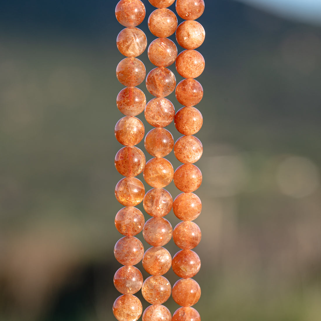 Perles rondes lisses de Pierre de soleil grade A de 8 ou 8,5 mm ( lot de 10 perle ou par 1/2 rang )