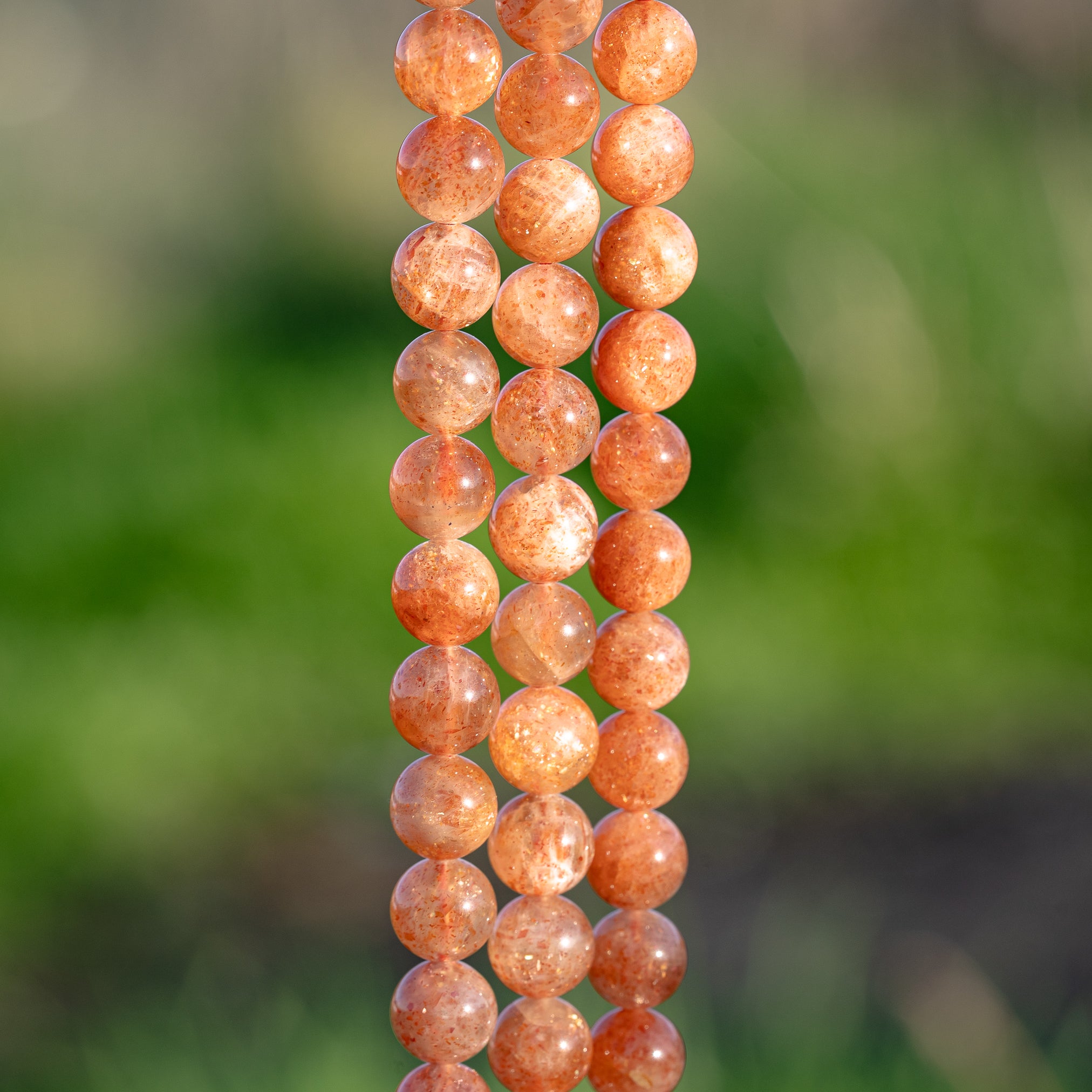 Perles rondes lisses de Pierre de soleil grade A de 8 ou 8,5 mm ( lot de 10 perle ou par 1/2 rang )