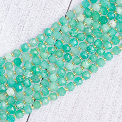 Perles rondelles facettes en Amazonite du Pérou de 7/8 mm ( rang ou 1/2 rang )