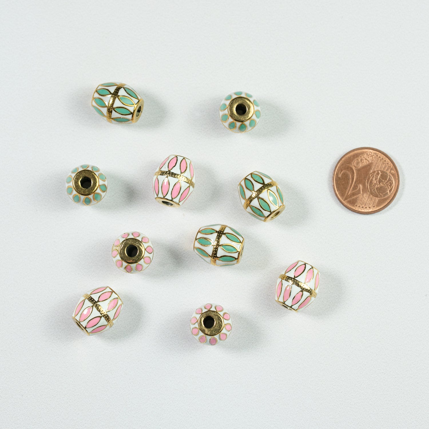 Sublimes perles ovales émaillées en acier inox plaqué or 18K de 13 mm couleur au choix ( à l&