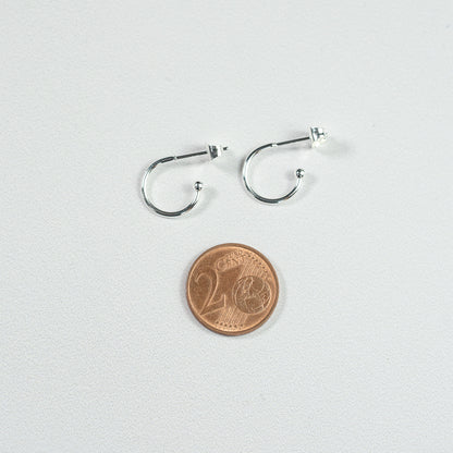 Demi-créoles en acier inoxydable argenté de 12,5 mm ( 1 ou 6 paires )