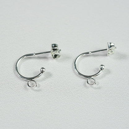 Demi-créoles avec boucle en acier inoxydable argenté de 12,5 mm ( la paire )