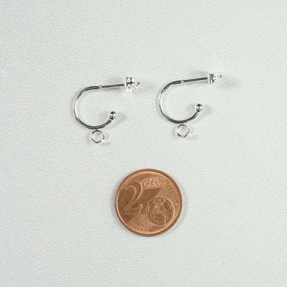 Demi-créoles avec boucle en acier inoxydable argenté de 12,5 mm ( la paire )
