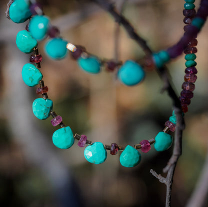 Perles gouttes facettes de Turquoise Arizona de 7 à 13 mm ( à l&