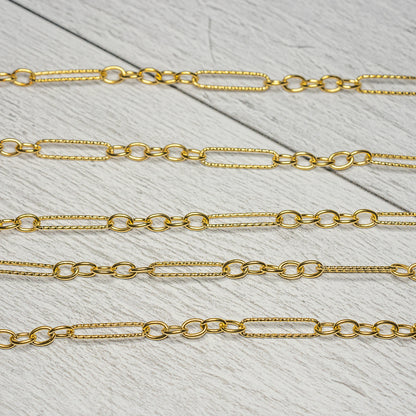 Chaine " Singapour " en acier inoxydable 304 plaqué or 18k ( par 50 cm )