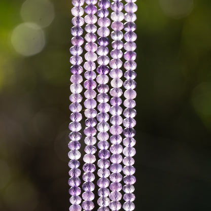 Perles rondelles facettes en Améthyste de 4 x 3 mm ( rang de env 130 perles )