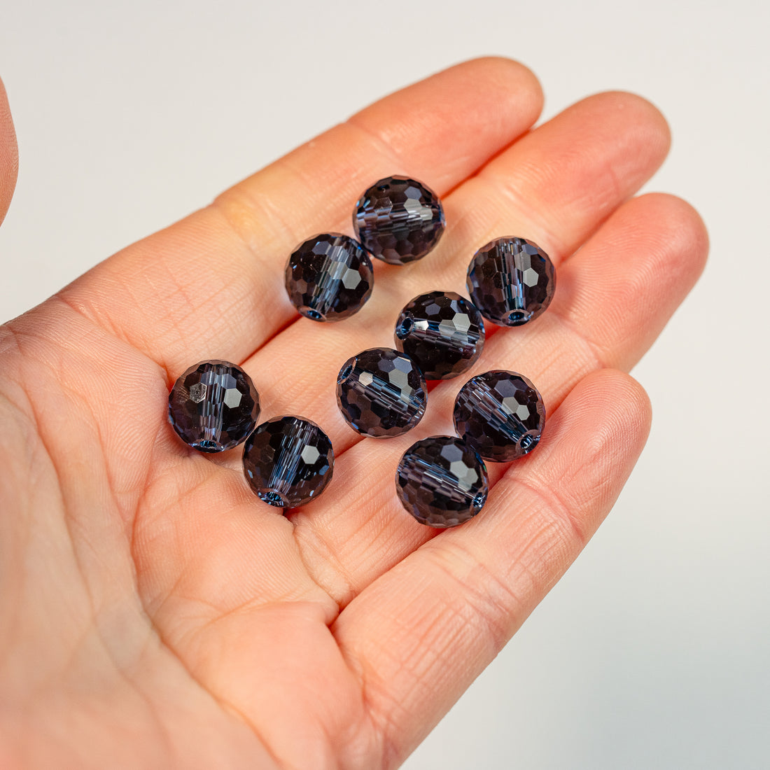 Perles rondes facettes en verre K9 de 12 mm bleu foncé ( lot de 2 )