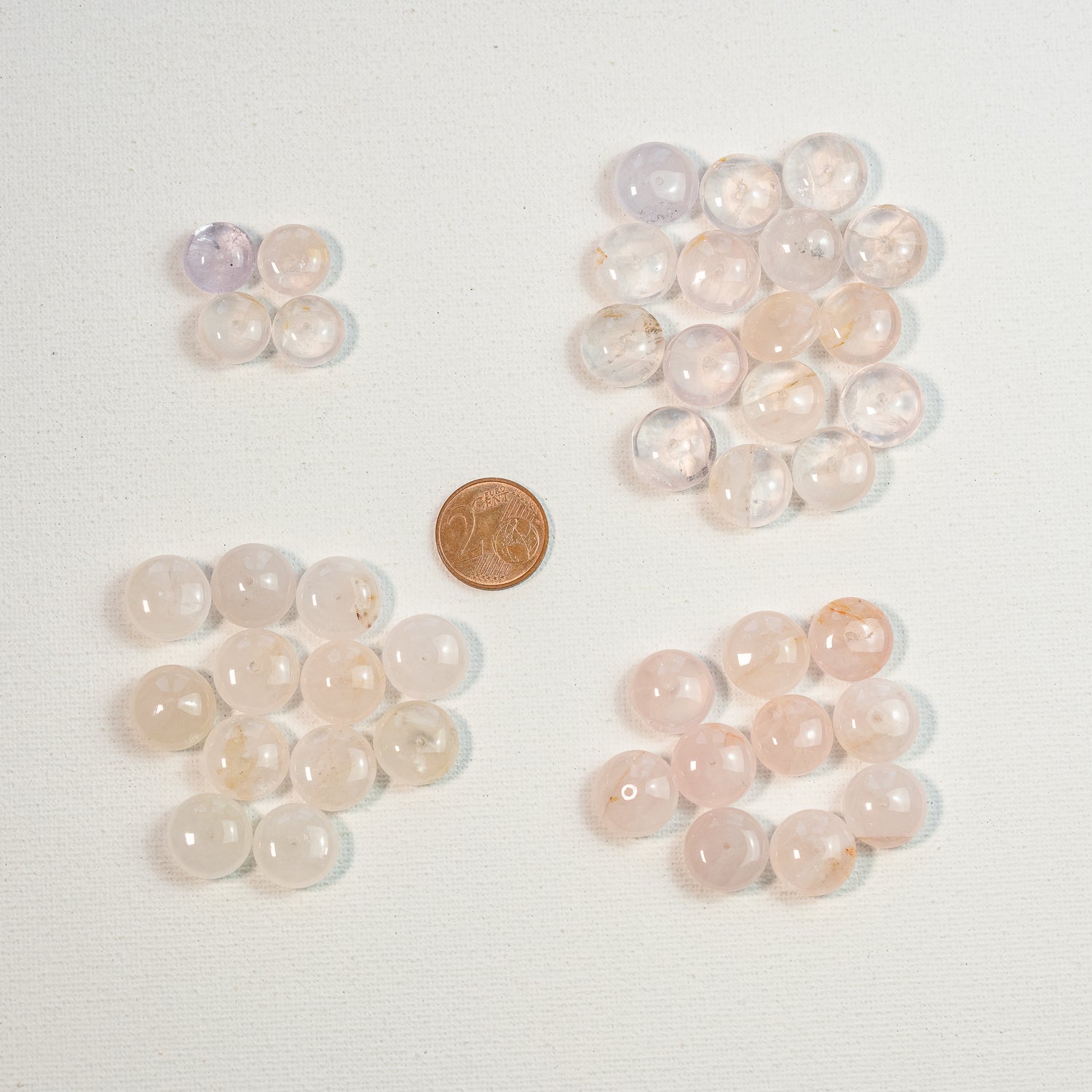 Perles rondelles lisses de Quartz rose clair de 12/14 mm ( à l&