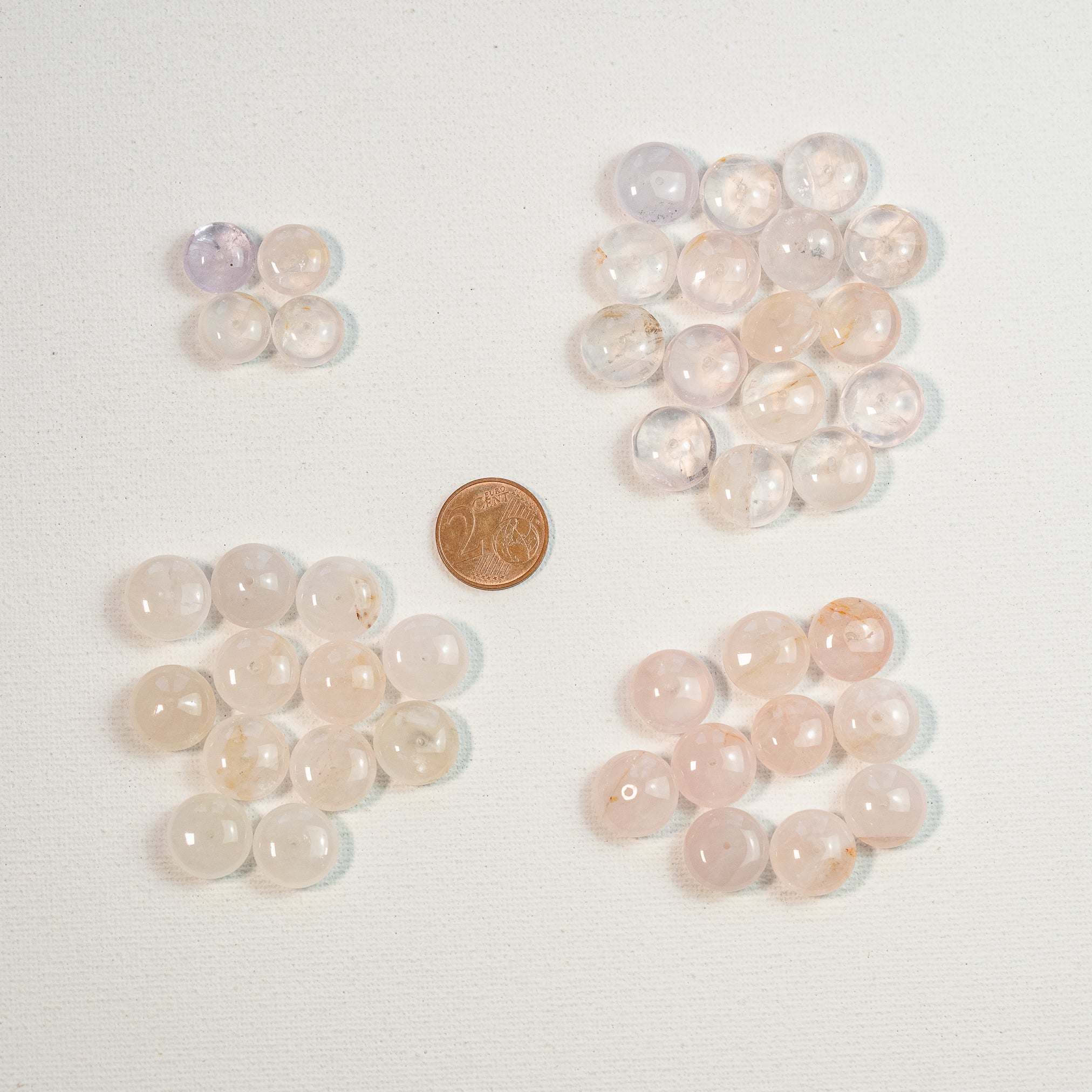 Perles rondelles lisses de Quartz rose clair de 12/14 mm ( à l&