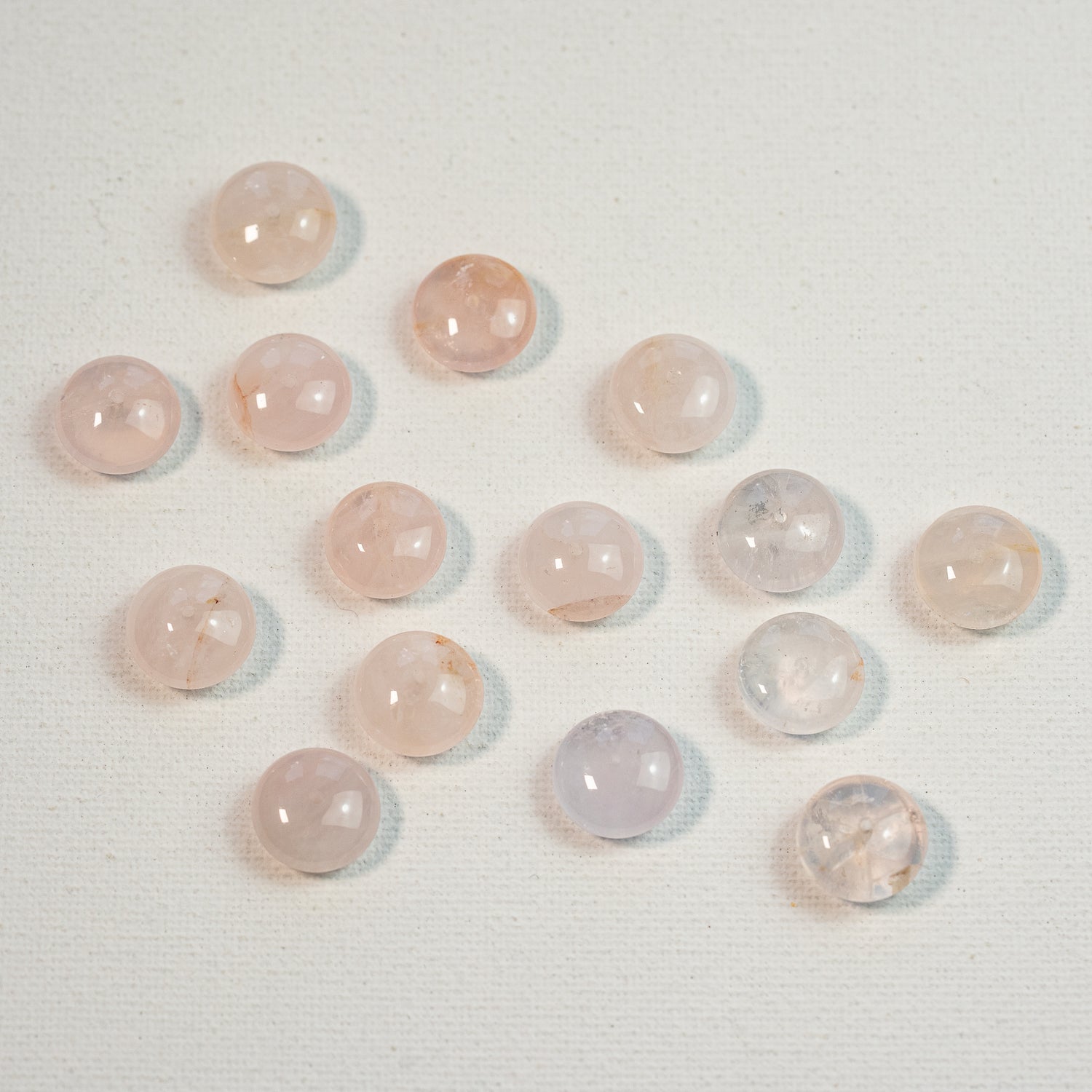 Perles rondelles lisses de Quartz rose clair de 12/14 mm ( à l&