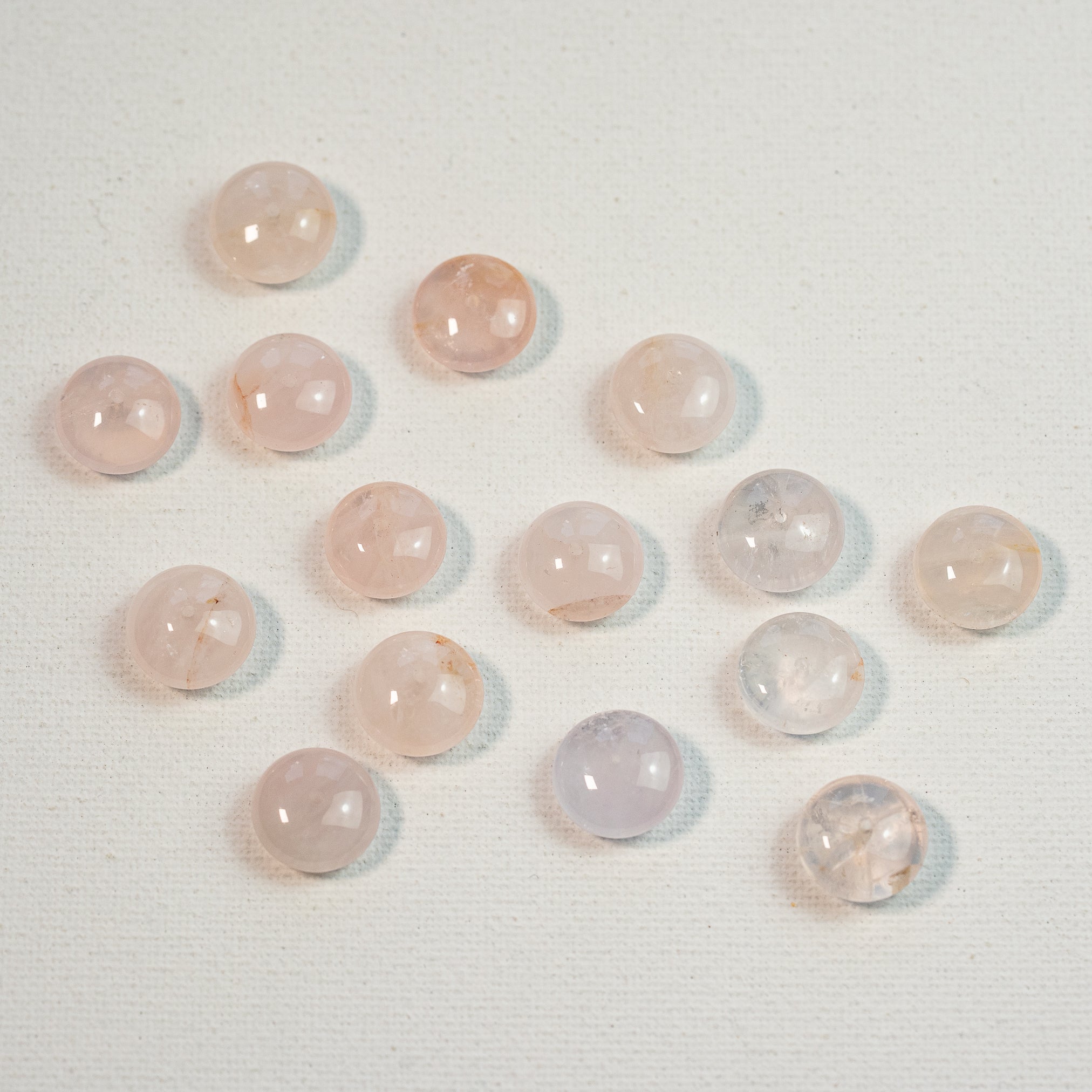 Perles rondelles lisses de Quartz rose clair de 12/14 mm ( à l&