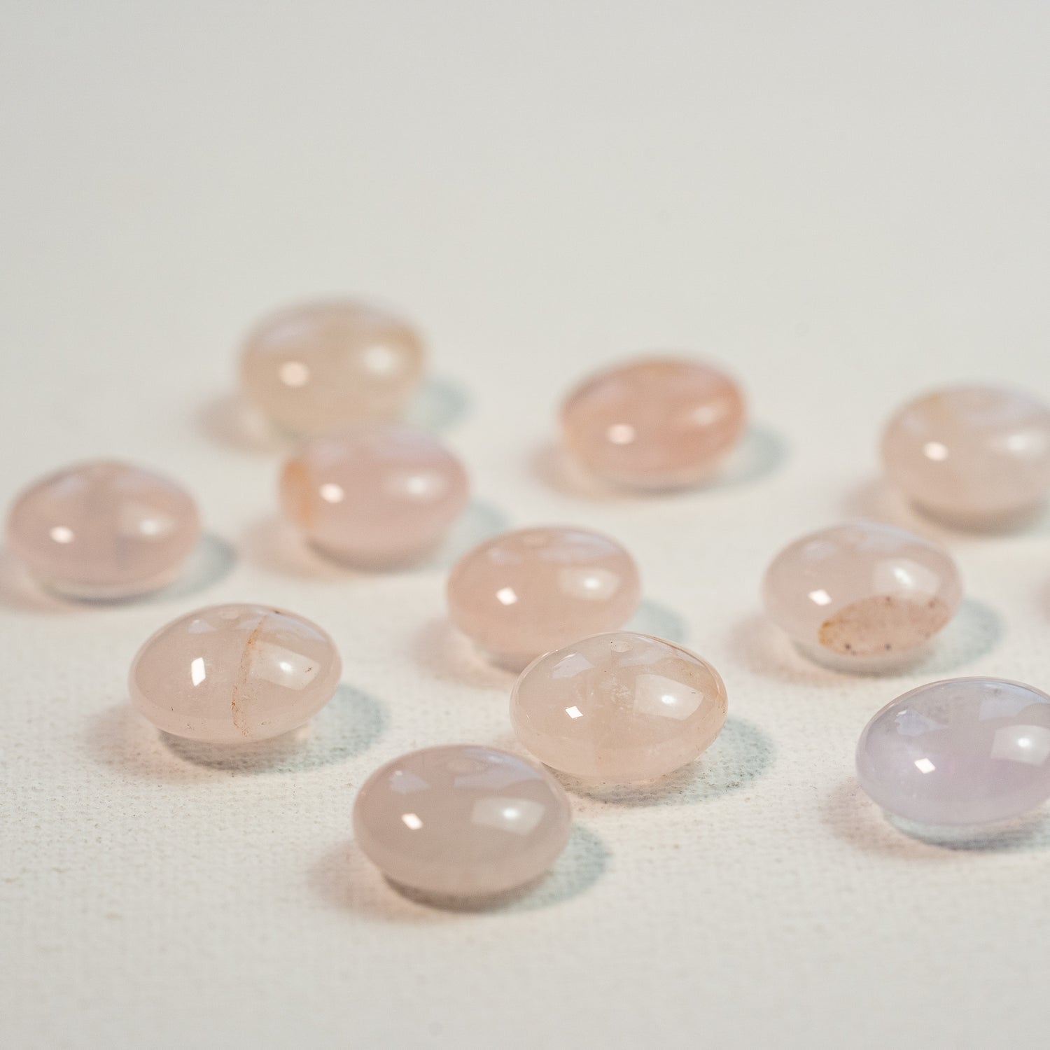Perles rondelles lisses de Quartz rose clair de 12/14 mm ( à l&