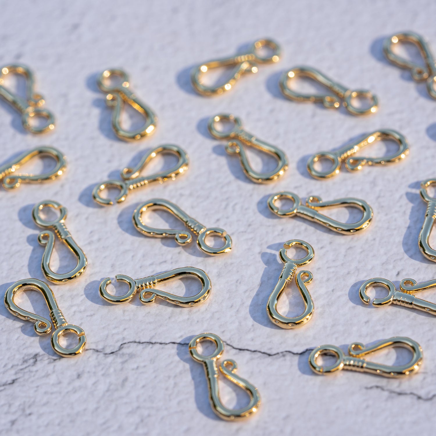 Fermoirs crochet en S en laiton plaqué or 24k de 19 mm ( à l&