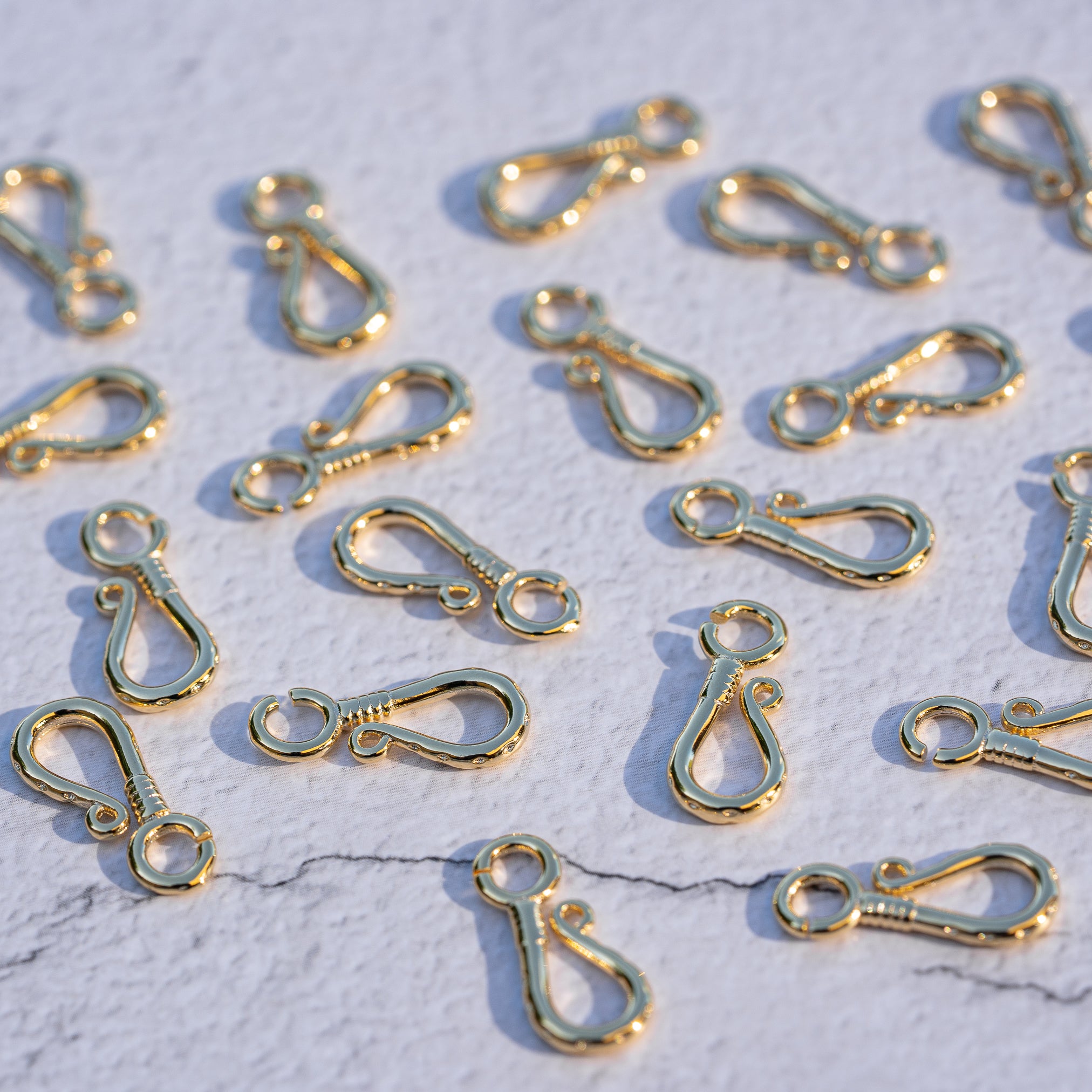 Fermoirs crochet en S en laiton plaqué or 24k de 19 mm ( à l&