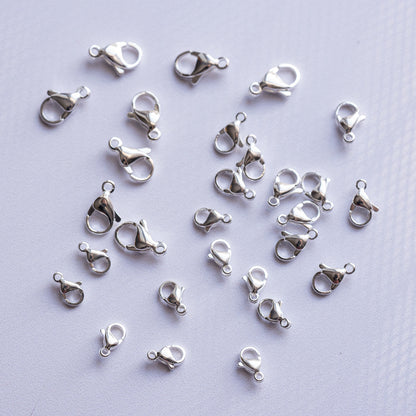 Fermoirs mousqueton en inox plaqué argent 925 de 9 à 13 mm au choix ( à l&