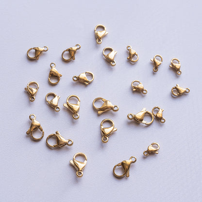 Fermoirs mousqueton en inox plaqué or 18k de 9 à 13 mm au choix ( à l&