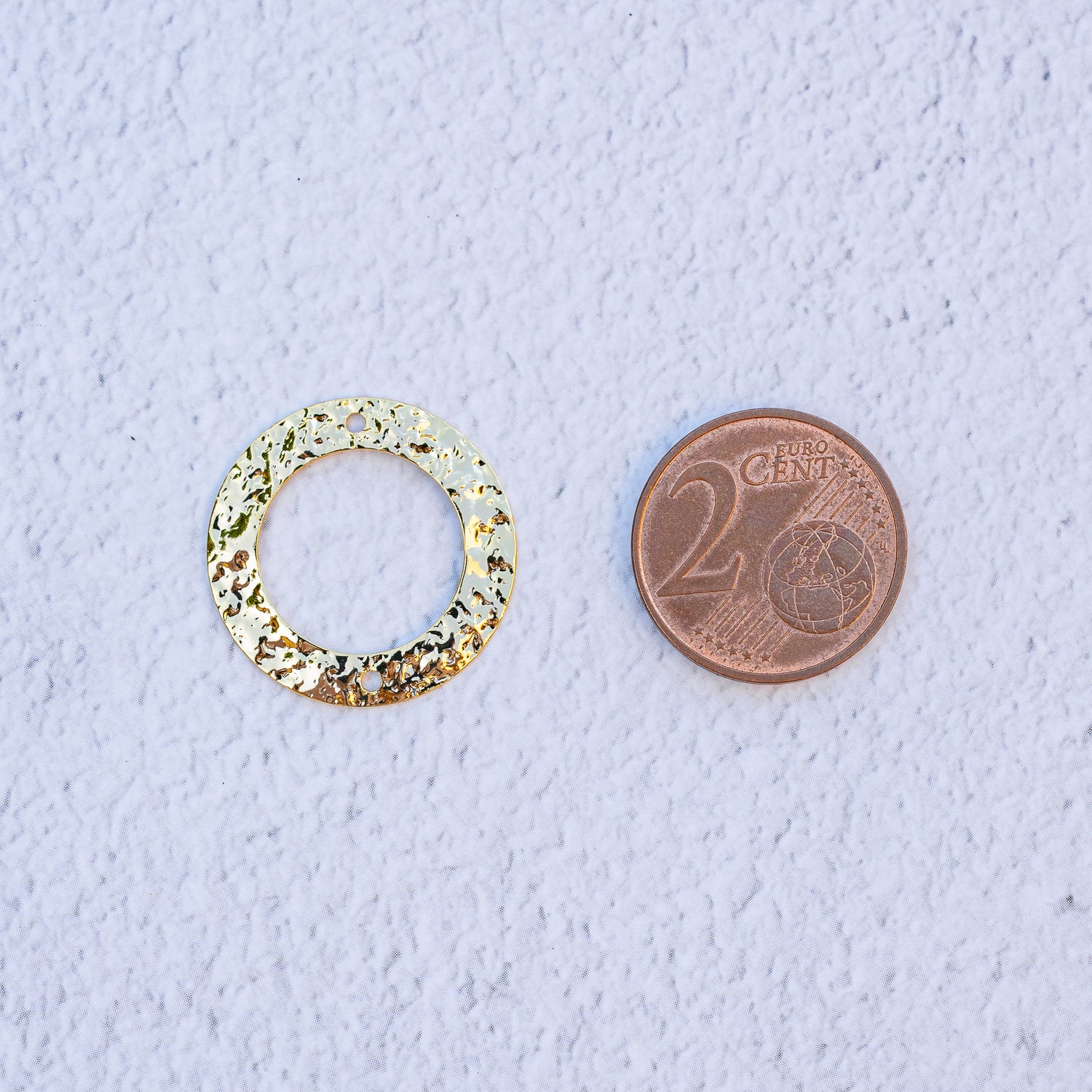 Breloques rondes connecteur texturées en laiton plaqué or 18 k de 21 mm ( à l&