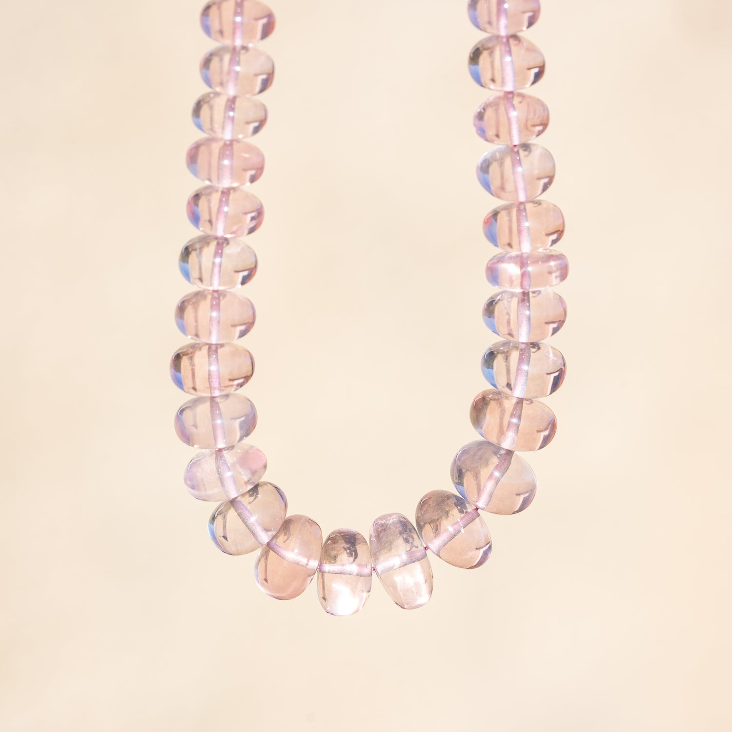 Perles rondelles lisses de Quartz rose de 6 à 10 mm ( lot de 2 )