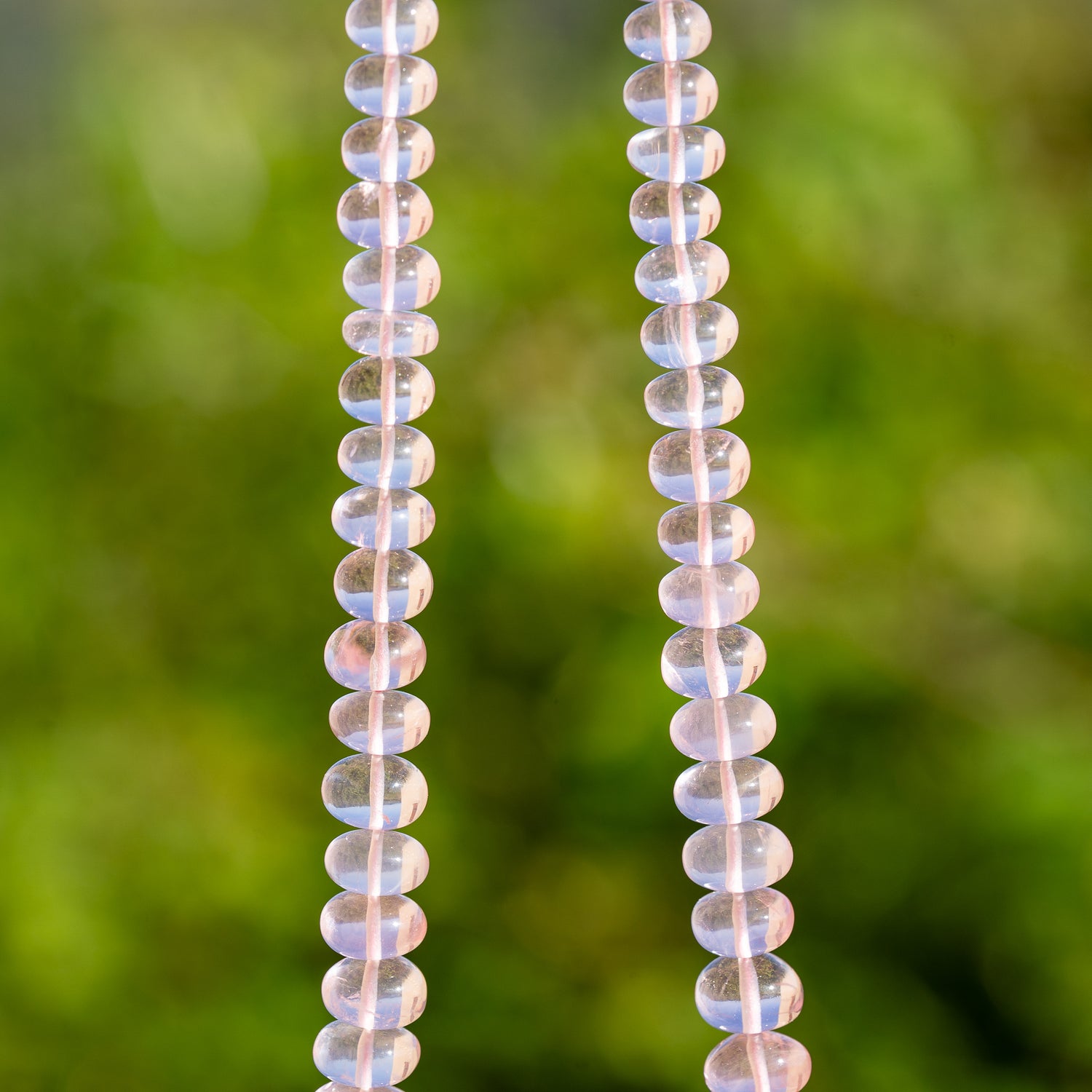 Perles rondelles lisses de Quartz rose de 6 à 10 mm ( lot de 2 )