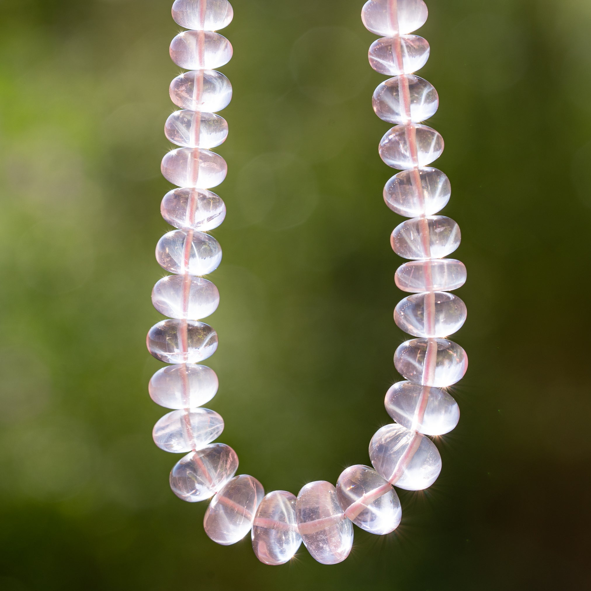 Perles rondelles lisses de Quartz rose de 6 à 10 mm ( lot de 2 )