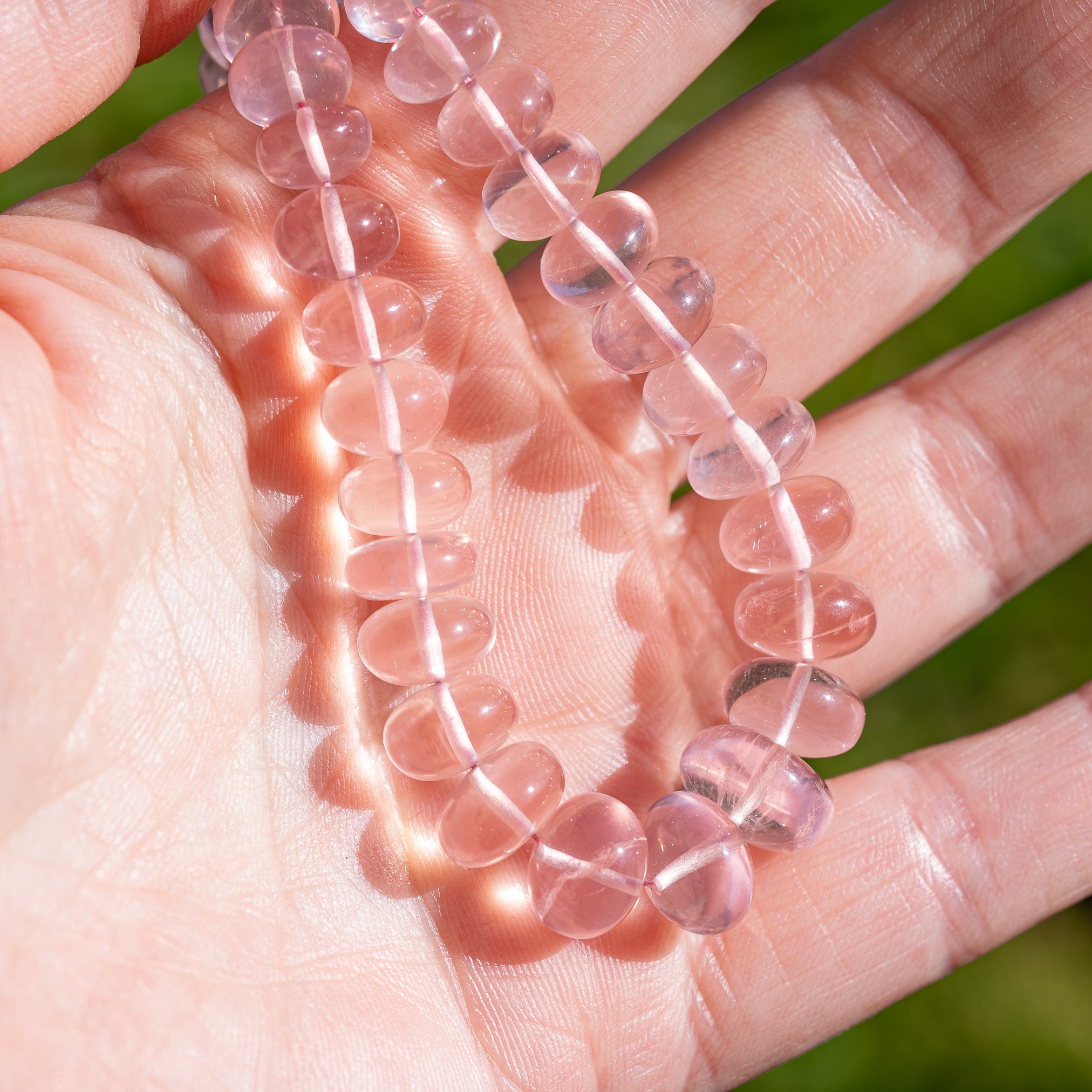 Perles rondelles lisses de Quartz rose de 6 à 10 mm ( lot de 2 )
