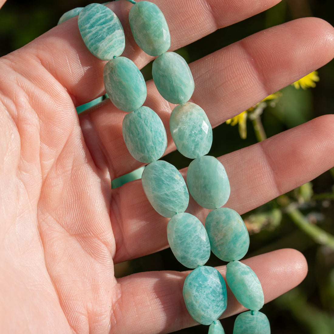 Perles ovales facettes en Amazonite de env 11,5 à 18 mm ( à l&