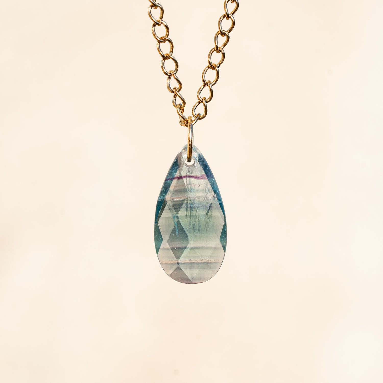 Pendentifs gouttes facettes en Fluorite multicolore de 24 mm au choix ( à l&