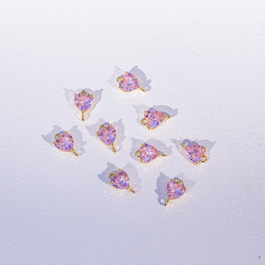 Connecteur coeur en laiton plaqué or 18 k et zirconium rose de 10,5 mm ( à l&
