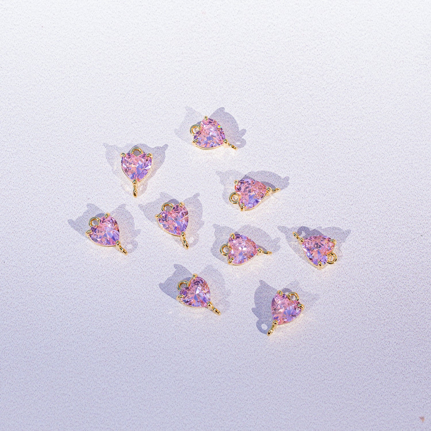 Connecteur coeur en laiton plaqué or 18 k et zirconium rose de 10,5 mm ( à l&