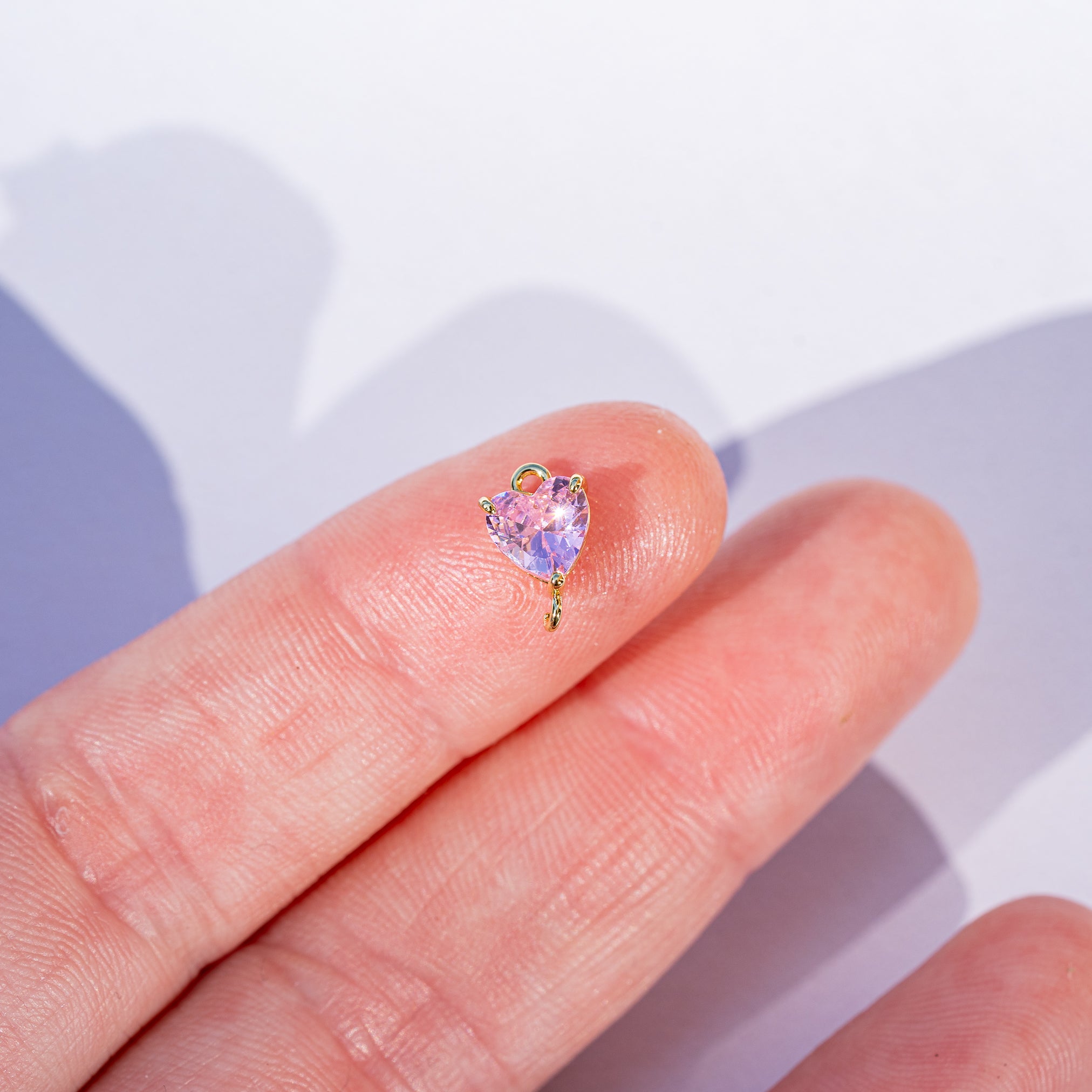 Connecteur coeur en laiton plaqué or 18 k et zirconium rose de 10,5 mm ( à l&