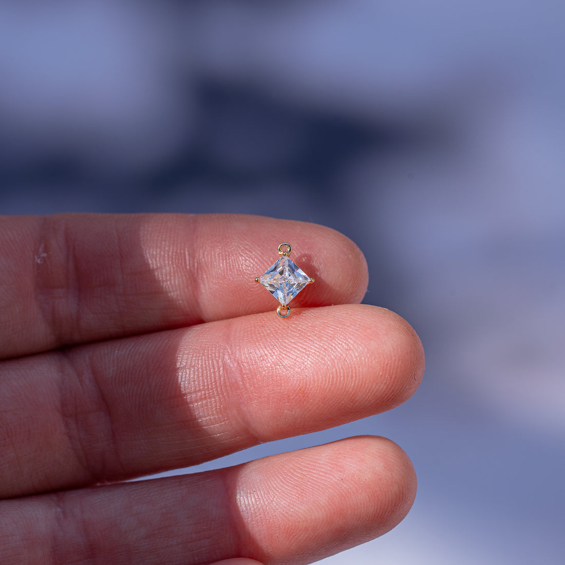 Connecteur losange en laiton plaqué or 18 k et zirconium de 10,5 mm ( à l&