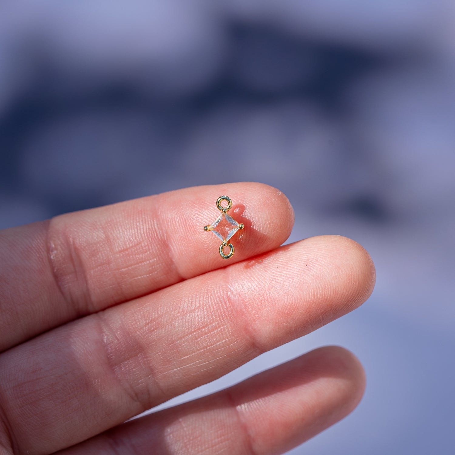 Connecteur losange en laiton plaqué or 18 k et zirconium de 10,5 mm ( à l&