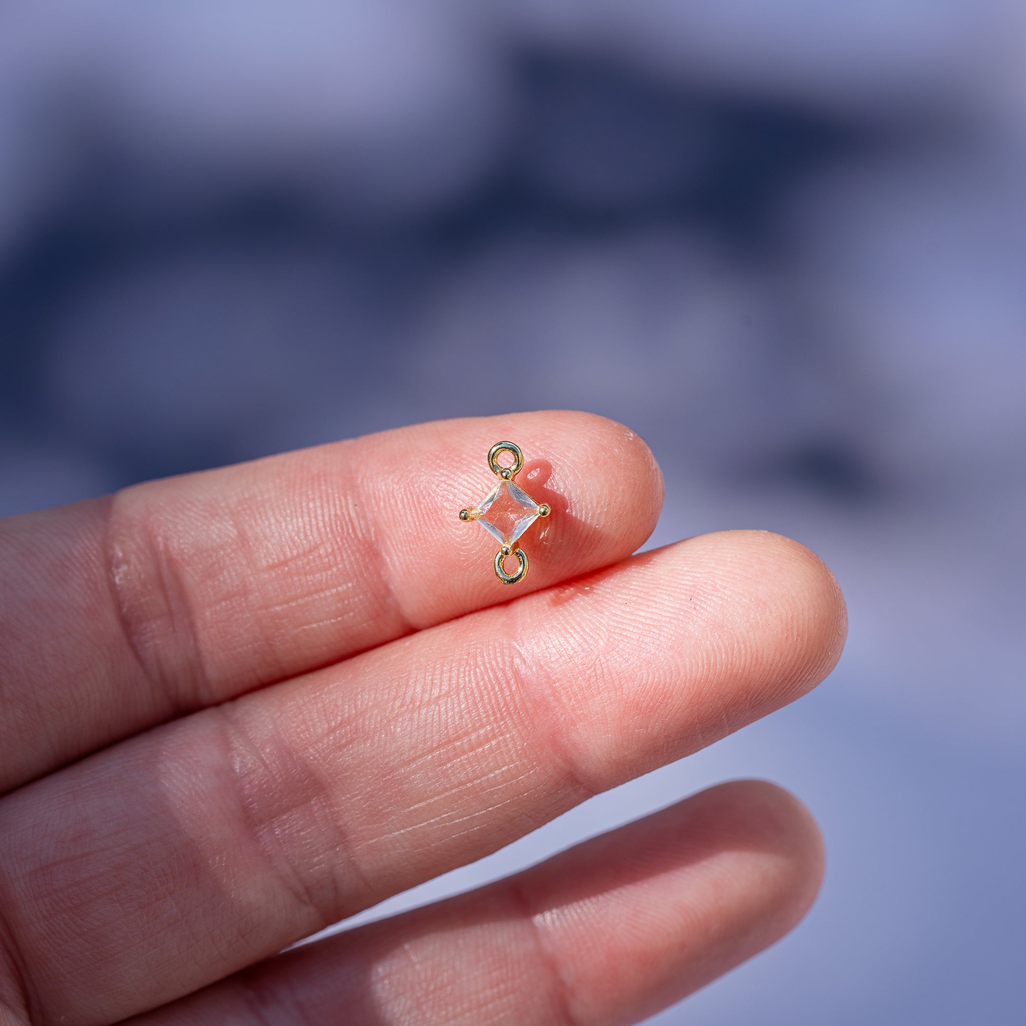 Connecteur losange en laiton plaqué or 18 k et zirconium de 10,5 mm ( à l&